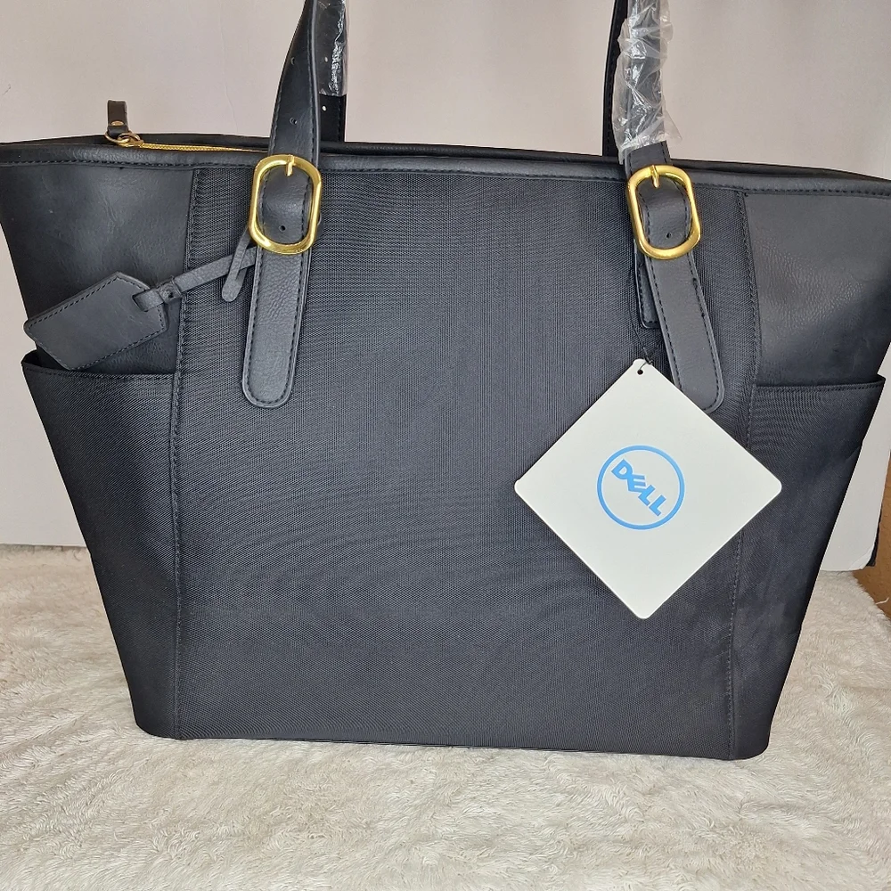 NEW Large Dell Laptop Ladies Tote, Black, NWT, Purple Interior